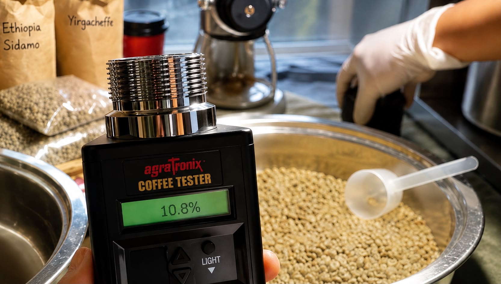 Feuchtigkeitsmessung bei Sidamo-Rohkaffee